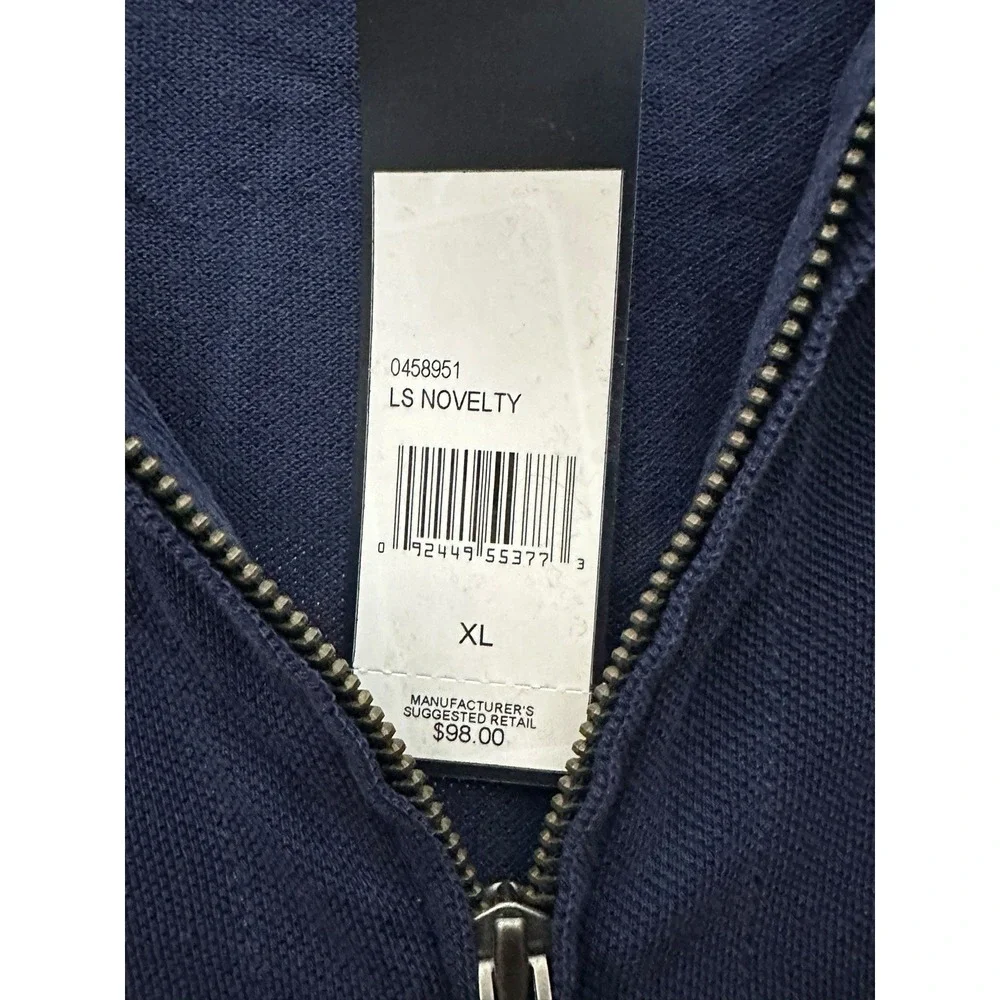 Polo Ralph Lauren Vintage Hoodie Men XL Full Zip Blue Big Pony Dead Stock EF14-8